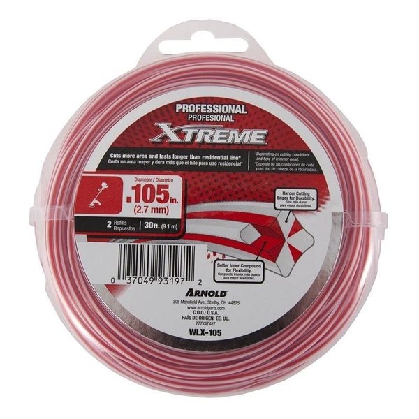 Arnold Xtreme Professional Trimmer Line, 0105 in Dia, 30 ft L, Monofilament WLX-105